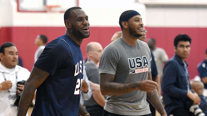 Russell Westbrook screws up drill, LeBron and Carmelo lose it