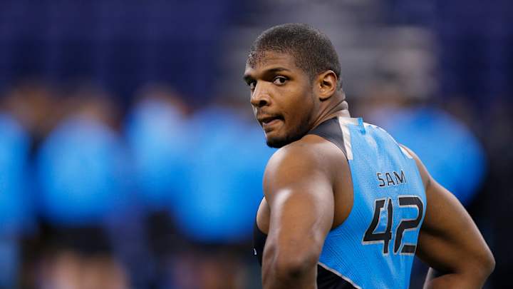 Michael Sam participating in NFL's veteran combine