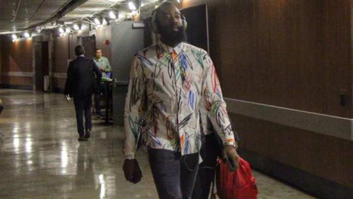 James Harden wore a scribbled on shirt to the Rockets game James Harden wore a scribbled on shirt to the Rockets game