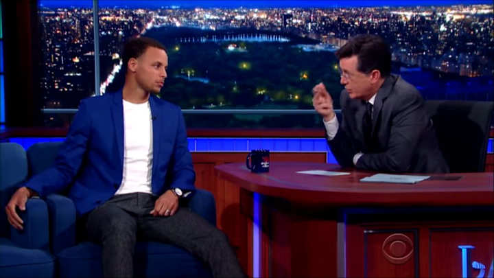 Curry, Colbert shoot laundry to decide who is the best Stephen Curry, Colbert shoot laundry to decide who is the best Stephen