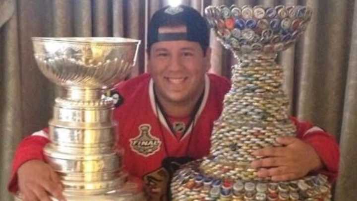 Blackhawks fan makes Stanley Cup replica out of bottle caps