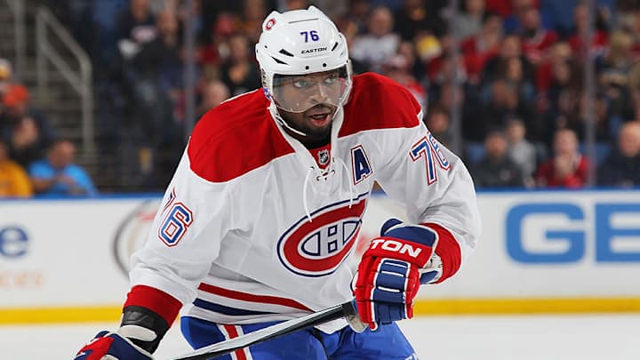 Canadiens’ P.K. Subban knocks puck out of air to save goal vs. Oilers