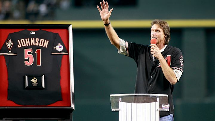 Johnson thanks fans, many others, as D-Backs retire No. 51