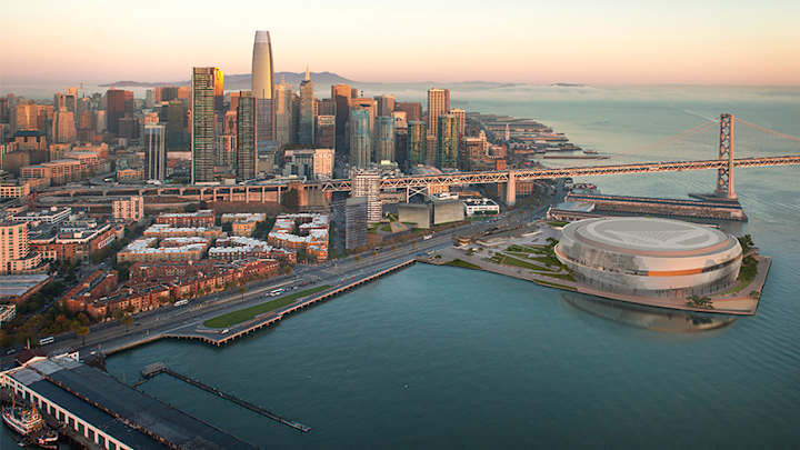 Latest Renderings of a Slimmed-Down New Golden State Warriors Arena Released