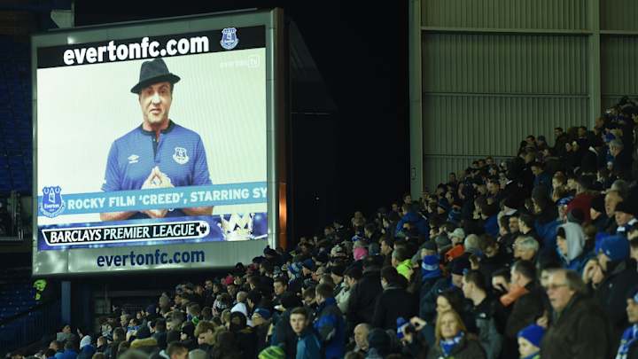 Sylvester Stallone filmed 'Creed' at Monday's Everton match Sylvester Stallone filmed 'Creed' at Monday's Everton match
