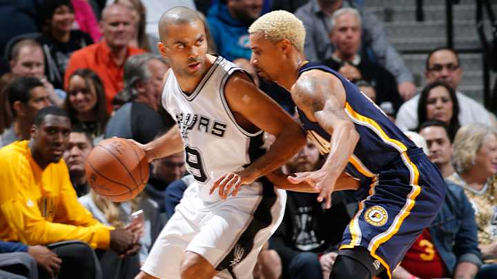 Watch: Gregg Popovich definitely noticed George Hill’s blond hair