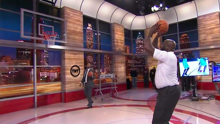 Watch Shaq shoot free throws with a deflated basketball