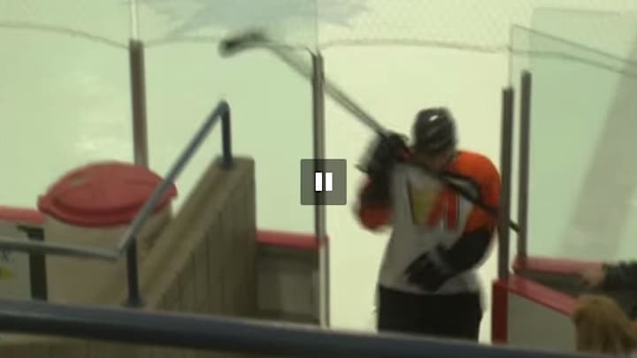 Watch: Junior hockey player nearly takes his own head off Watch: Junior hockey player nearly takes his own head off