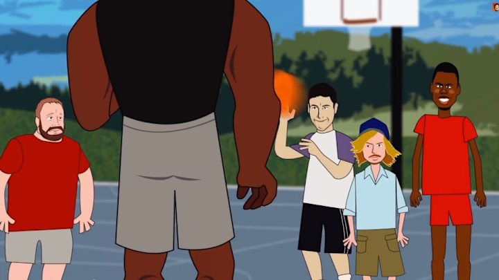 Adam Sandler wants to see more of Shaq... Literally Adam Sandler wants to see more of Shaq... Literally