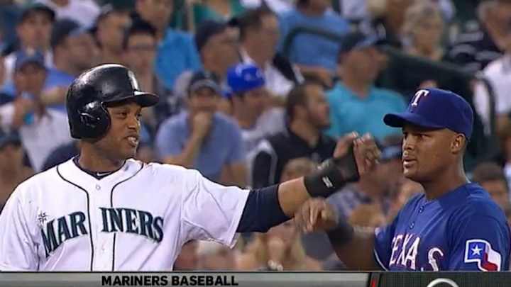 Robinson Cano tried and failed to touch Adrian Beltre's head