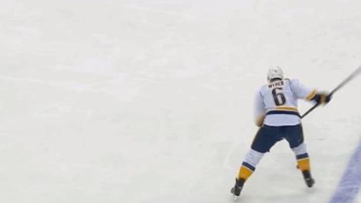 GIF: Senators' Cody Ceci hit in head with Shea Weber slapshot