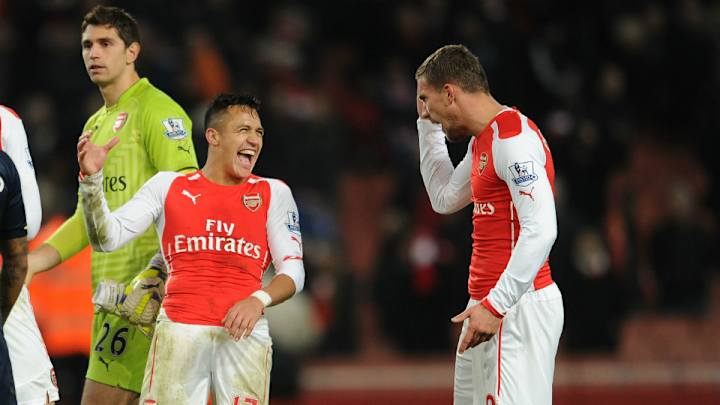 Arsenal's Alexis Sanchez serenades teammate Lukas Podolski
