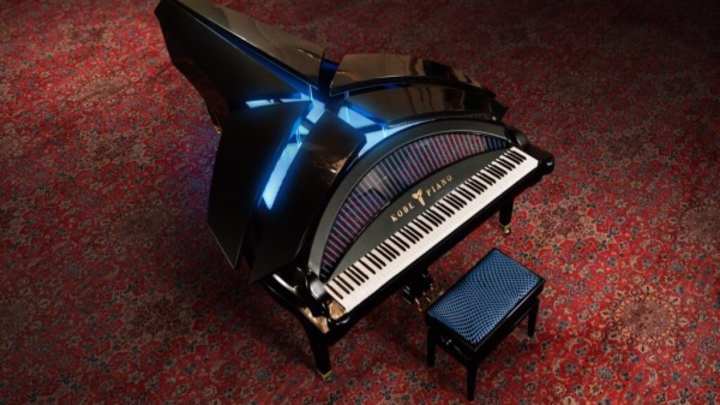 Kobe Bryant Unveils Custom Piano Shaped Like His Logo Kobe Bryant Unveils Custom Piano Shaped Like His Logo