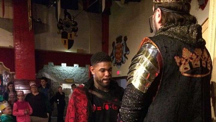 Amir Johnson Knighted at Medieval Times Amir Johnson Knighted at Medieval Times