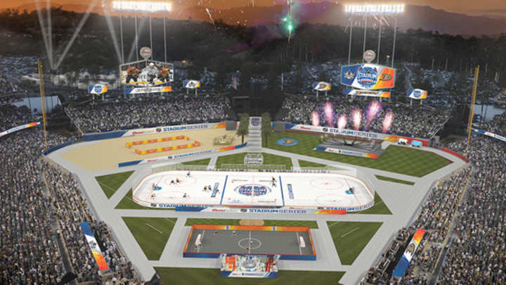 Beach volleyball, music highlight NHL's outdoor game in Los Angeles Beach volleyball, music highlight NHL's outdoor game in Los Angeles