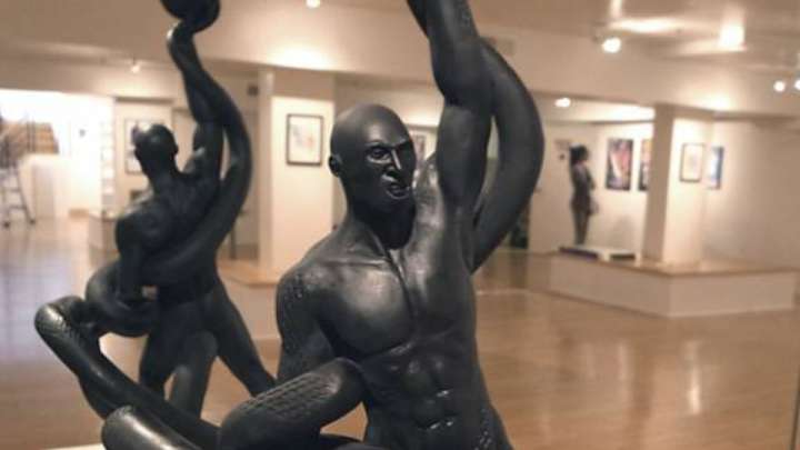 Weird Kobe Bryant statue features a black mamba biting his Achilles tendon