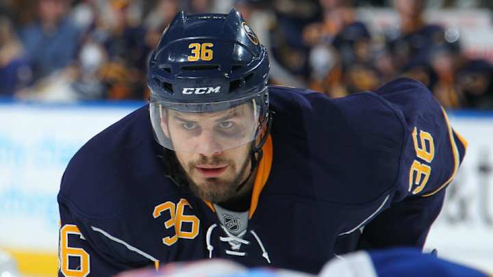Sabres' Patrick Kaleta punches himself in the face during a fight