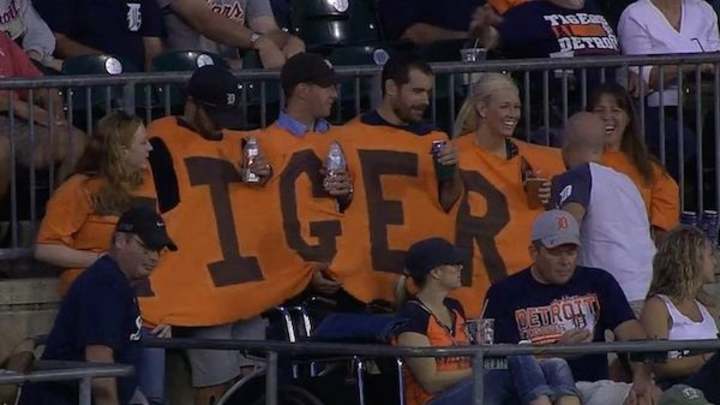Tigers fans sport six-person Snuggie in stands