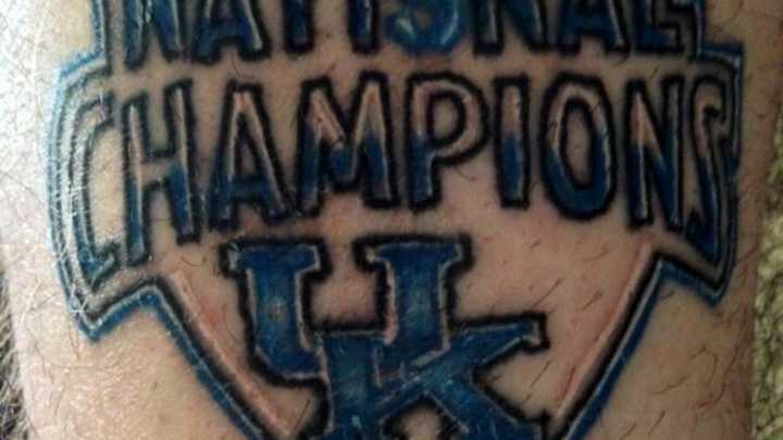 Kentucky Wildcats Calf Tattoo Guy Says He's Keeping Inaccurate 'National Champions' Tattoo Kentucky Wildcats Calf Tattoo Guy Says He's Keeping Inaccurate 'National Champions' Tattoo