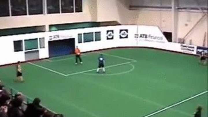 Indoor Soccer League Goalie Gets Instant Payback After Throwing Ball at Opponent's Head