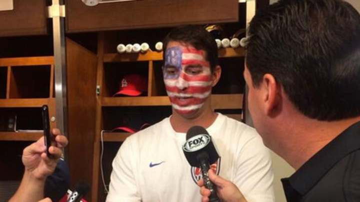 St. Louis Cardinal Adam Wainwright Painted His Face for the World Cup St. Louis Cardinal Adam Wainwright Painted His Face for the World Cup