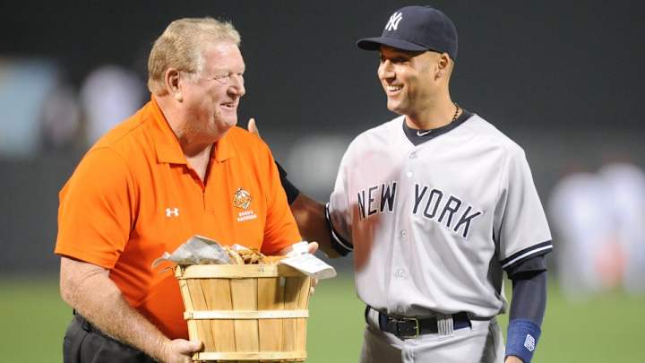 Derek Jeter got a giant mallet and a bucket of crabs from the Orioles
