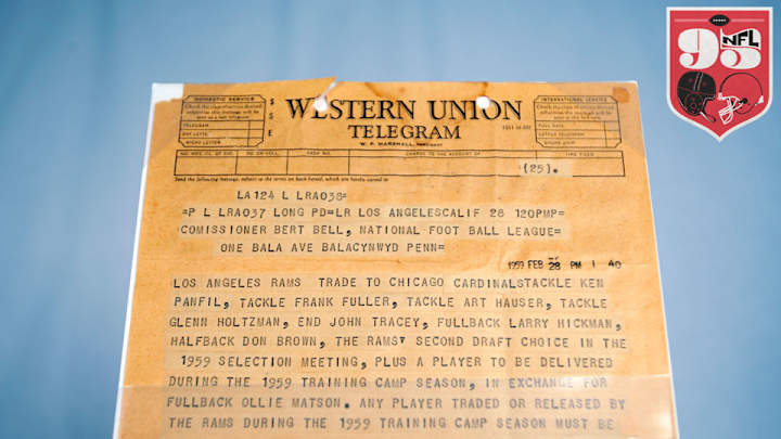 The Telegram Detailing the Ollie Matson Trade from Chicago to L.A.