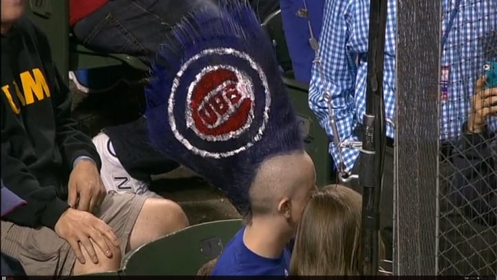 This Cubs fan has the most extreme mohawk of all-time