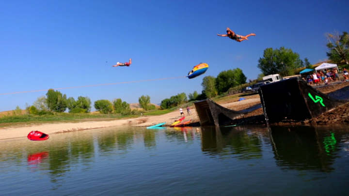 Human Slingshot + Giant Slip-N-Slide = You Must Watch