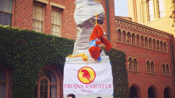 USC covers statues in duct tape to prevent UCLA graffiti
