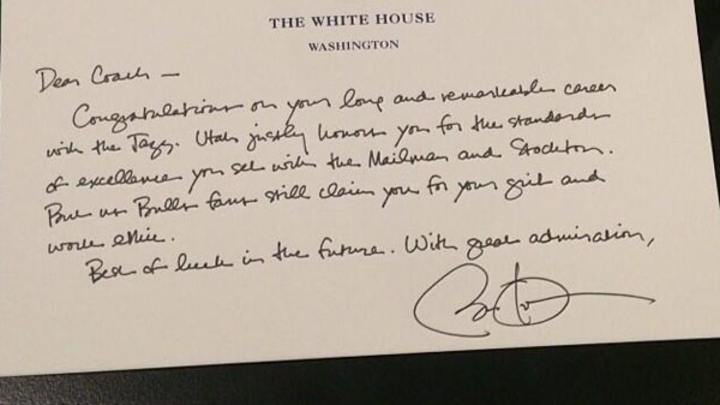 'With Great Admiration': Barack Obama's Handwritten Note to Jerry Sloan