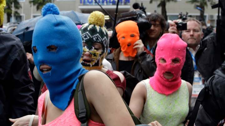 Cossacks use whips on Pussy Riot members Cossacks use whips on Pussy Riot members