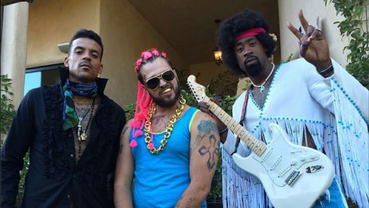 DeAndre Jordan, Matt Barnes dressed as Jimi Hendrix and Prince for a costume party