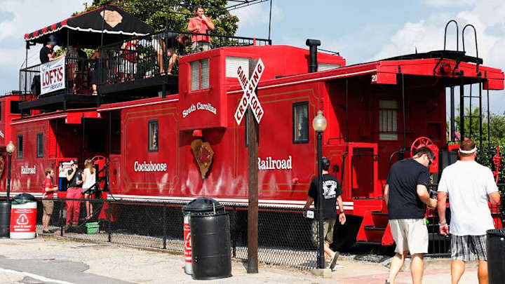 Team traditions: At South Carolina fans get aboard the Cockaboose