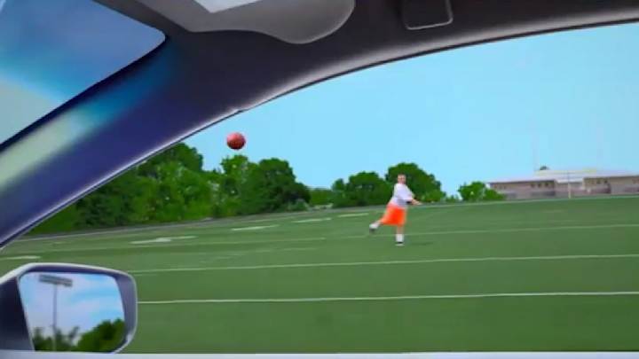 Johnny Manziel hits stunt driver going 25 mph in the face with a football