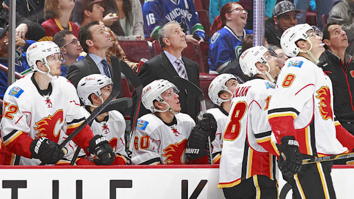 Watch: Flames score full-ice own goal on delayed penalty vs. Canucks