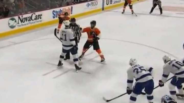 Watch: Is this Claude Giroux wiping his snot on a ref?