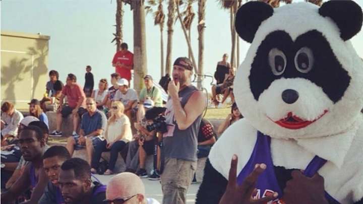 Metta World Peace dressed up as his friend, the panda, for a street league game