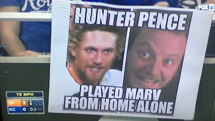 Royals fans continue Hunter Pence meme with Home Alone sign Royals fans continue Hunter Pence meme with Home Alone sign