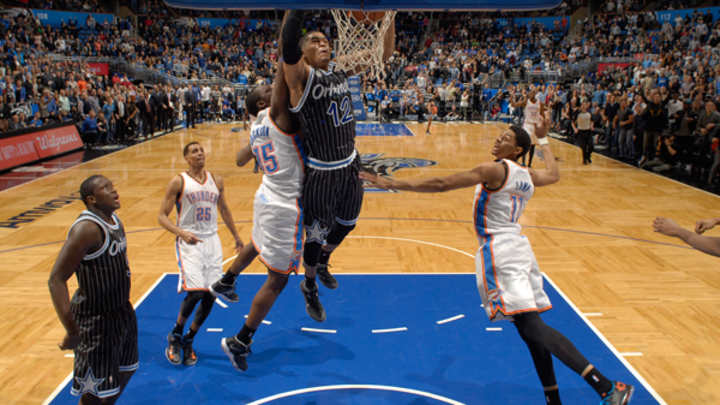 Video: Magic's Tobias Harris throws down buzzer-beating dunk to top Thunder