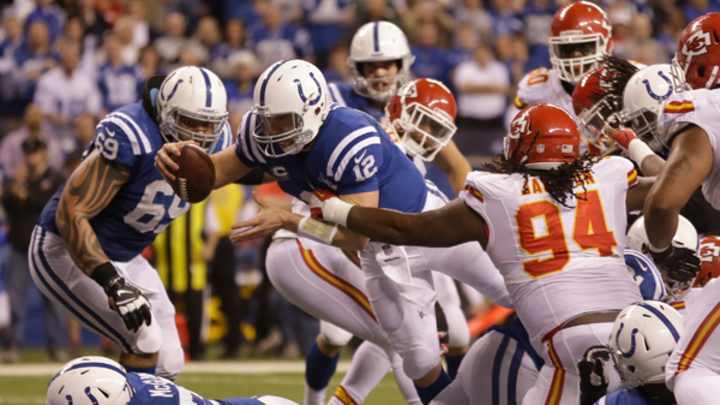 Andrew Luck scores incredible TD after recovering Donald Brown's fumble Andrew Luck scores incredible TD after recovering Donald Brown's fumble