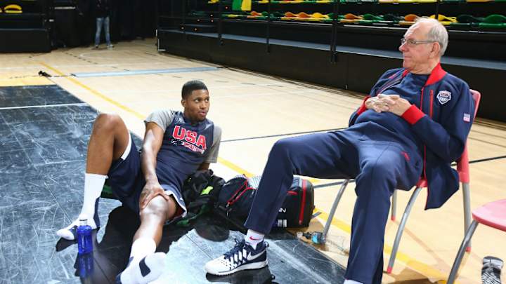Jim Boeheim enters Syracuse's Orange Madness on a Humvee Jim Boeheim enters Syracuse's Orange Madness on a Humvee