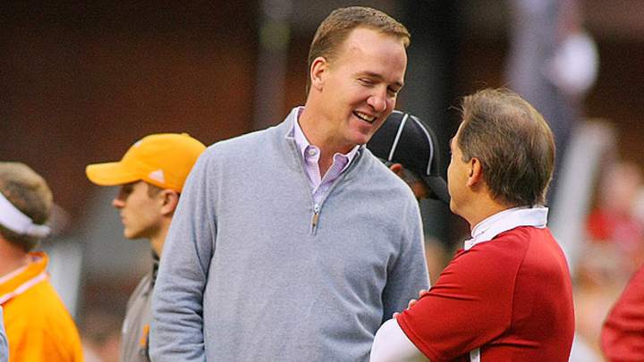 Meeting between Peyton Manning, Nick Saban may have violated offseason rules