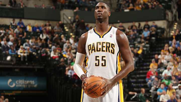 Pacers center Roy Hibbert working with Kareem Abdul-Jabbar