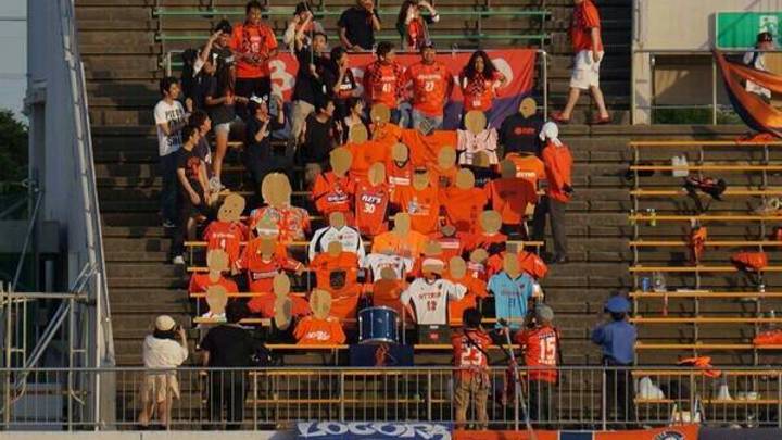 Japanese Soccer Fans Fill Empty Seats With Cardboard Fans Japanese Soccer Fans Fill Empty Seats With Cardboard Fans