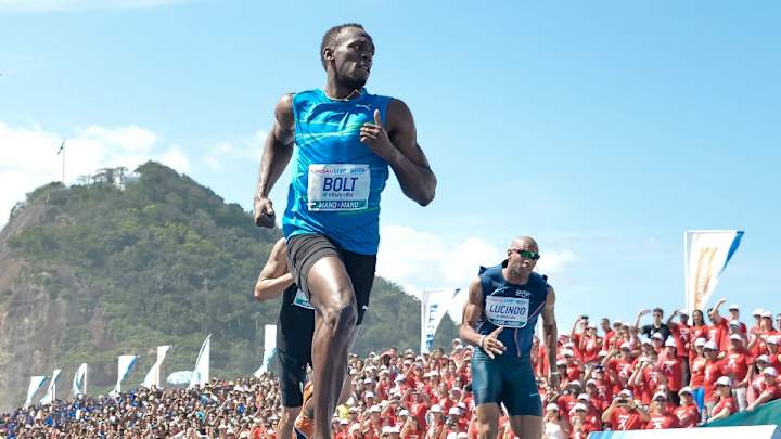 Usain Bolt tries out foot volleyball in Brazil Usain Bolt tries out foot volleyball in Brazil