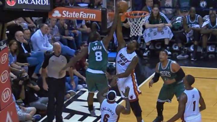 Video: Heat's Greg Oden blocks dunk attempt by Celtics' Jeff Green
