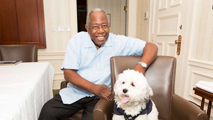 Hank the Dog met Hank Aaron, and the result is an 'aww'-worthy photo Hank the Dog met Hank Aaron, and the result is an 'aww'-worthy photo