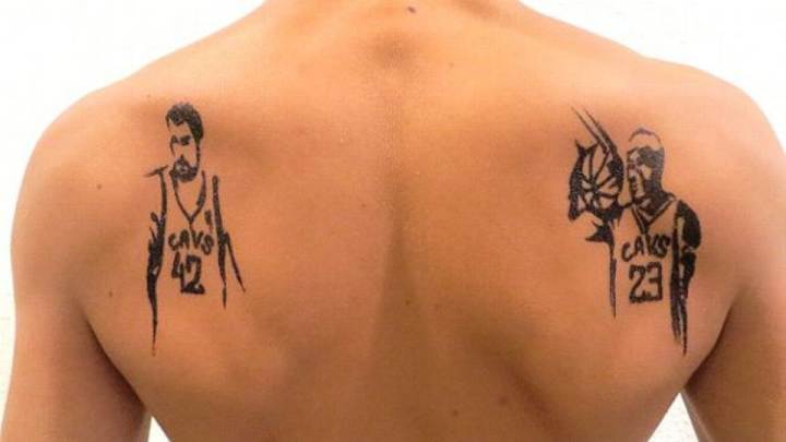 Cavaliers fan gets henna tattoo of LeBron James and Kevin Love on his back Cavaliers fan gets henna tattoo of LeBron James and Kevin Love on his back
