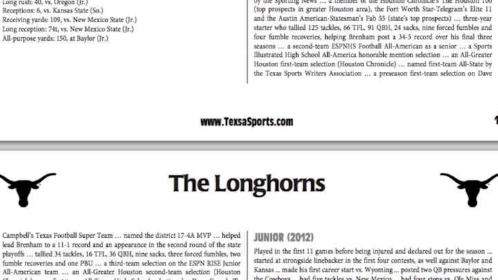 Texas Longhorns football media guide misspelled Texas Texas Longhorns football media guide misspelled Texas